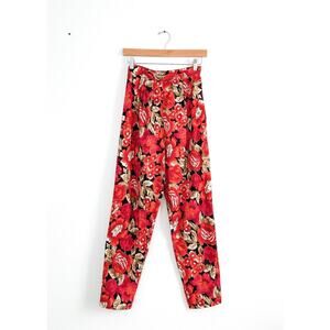 Vintage 90’s Laura Ashley Floral Cotton High Rise Tapered Leg Pants xs small